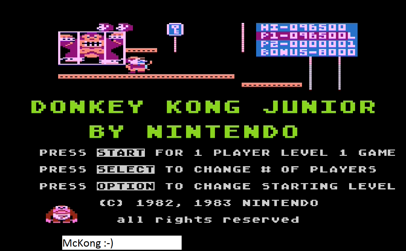 Donkey Kong Junior 96,500 points
