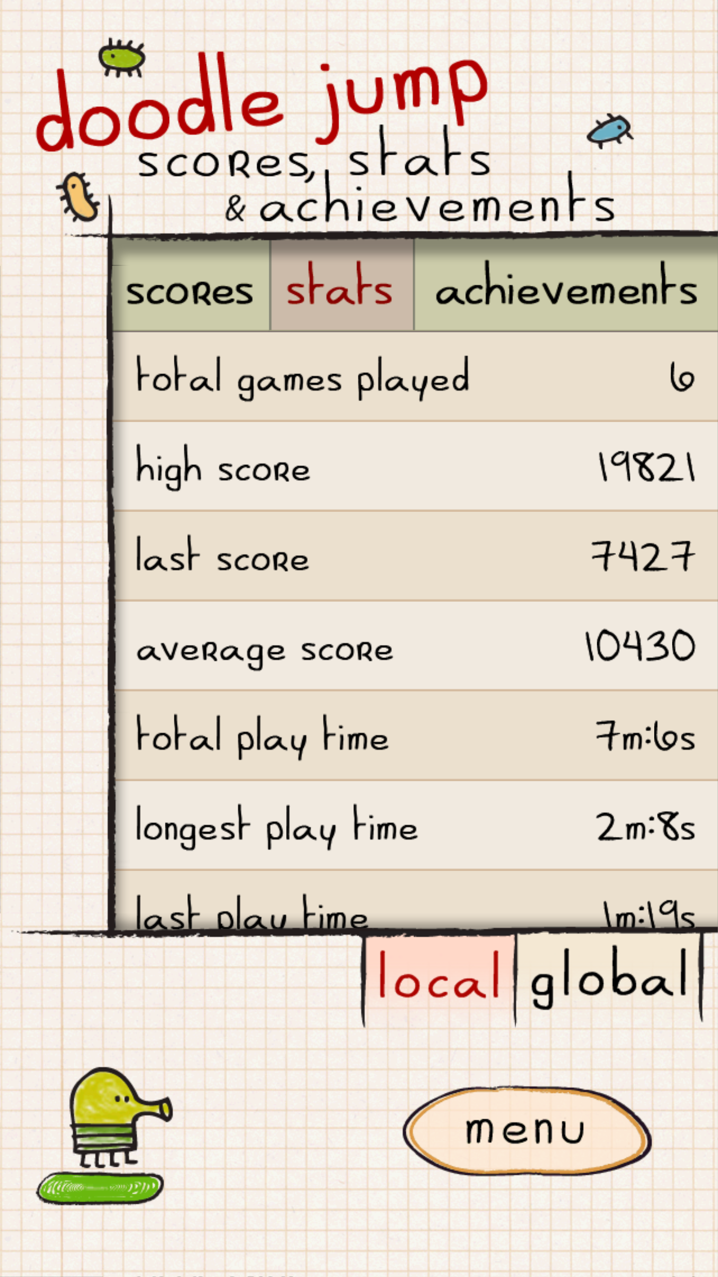 Doodle Jump 2 level 1 High Score 8,564 points 