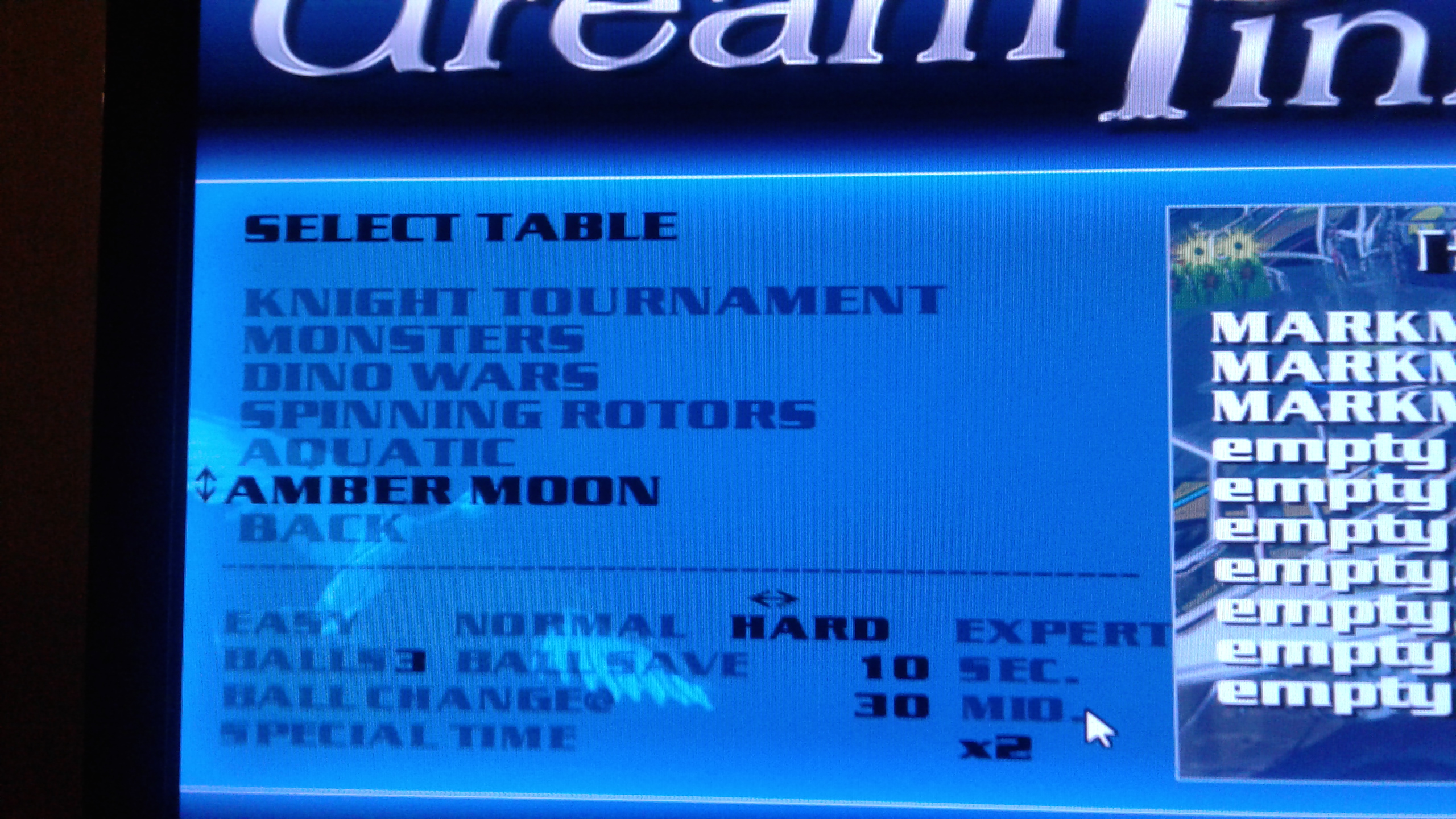 Mark: Dream Pinball 3D: Amber Moon [Hard] (PC Emulated / DOSBox) 370,361,610 points on 2019-05-18 01:38:50