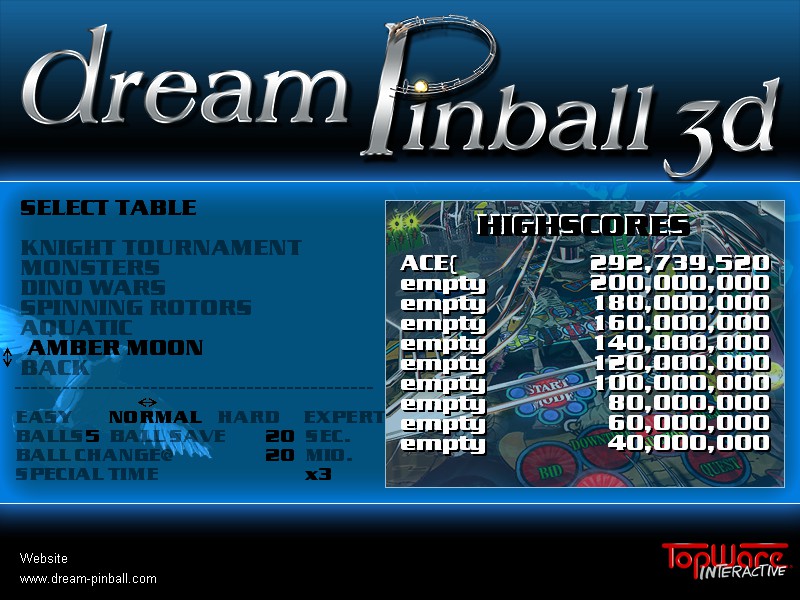 Dumple: Dream Pinball 3D: Amber Moon [Normal] (PC) 292,739,520 points on 2016-05-05 08:30:56