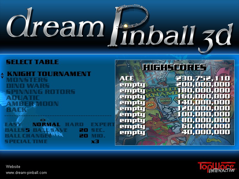 Dumple: Dream Pinball 3D: Knight Tournament [Normal] (PC) 230,752,110 points on 2016-05-05 08:32:56