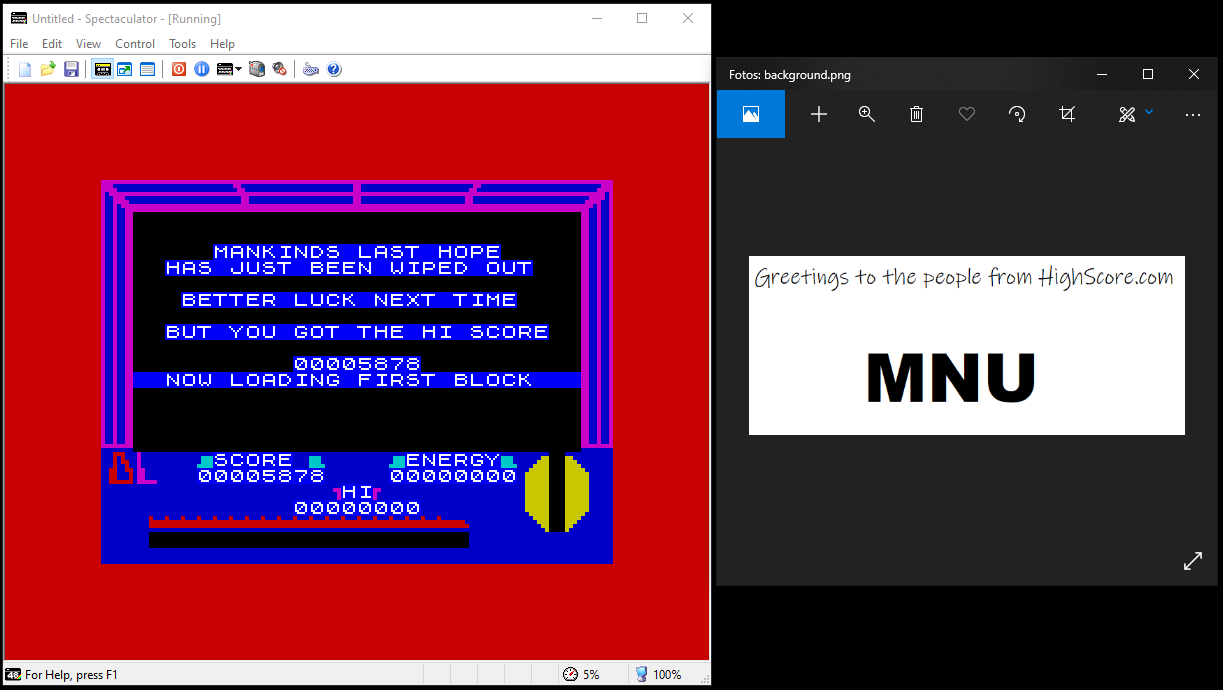 hughes10: Droidz (ZX Spectrum Emulated) 5,878 points on 2020-01-17 18:51:55