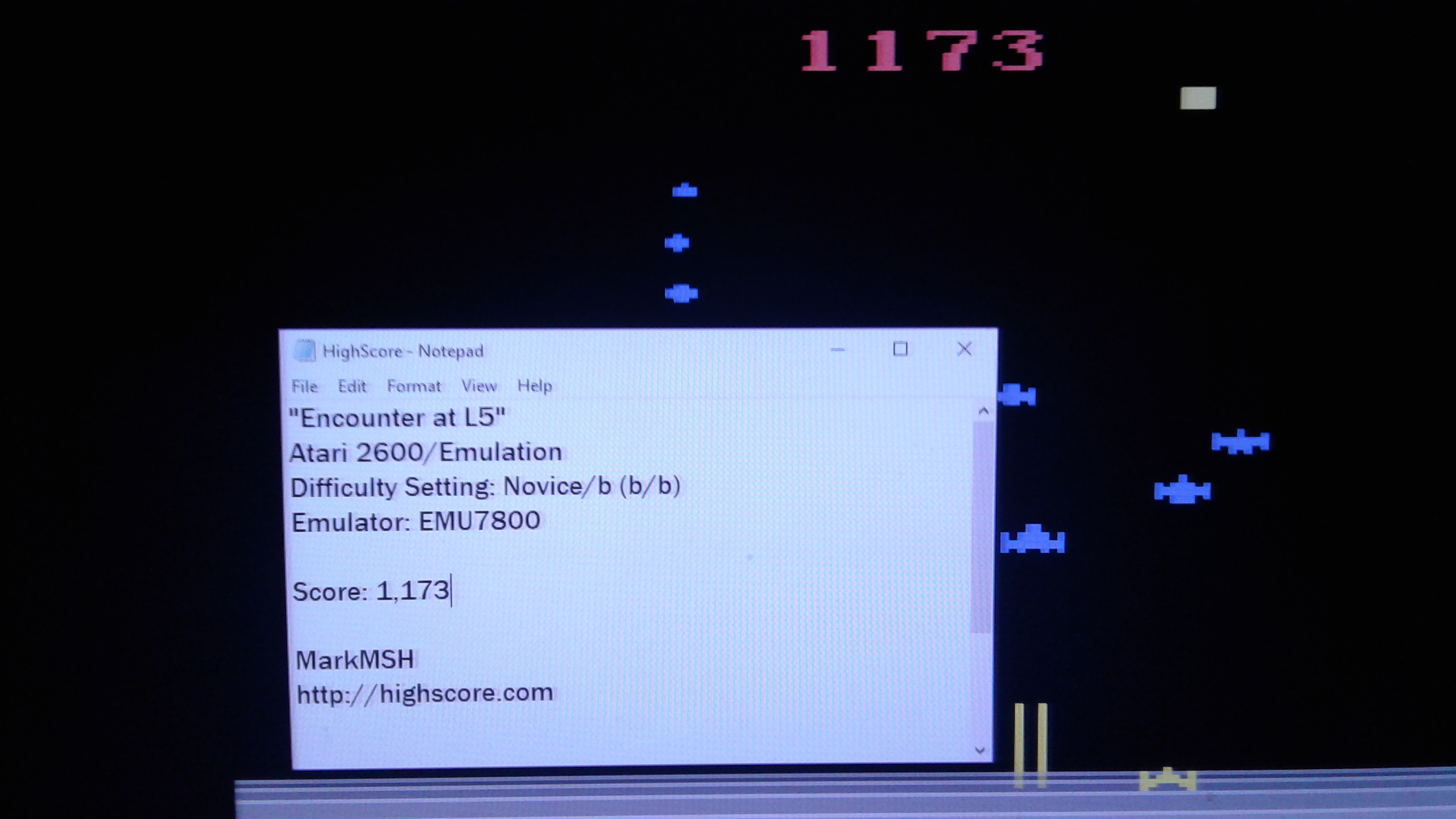 Mark: Encounter at L5 (Atari 2600 Emulated Novice/B Mode) 1,173 points on 2019-03-09 01:49:23