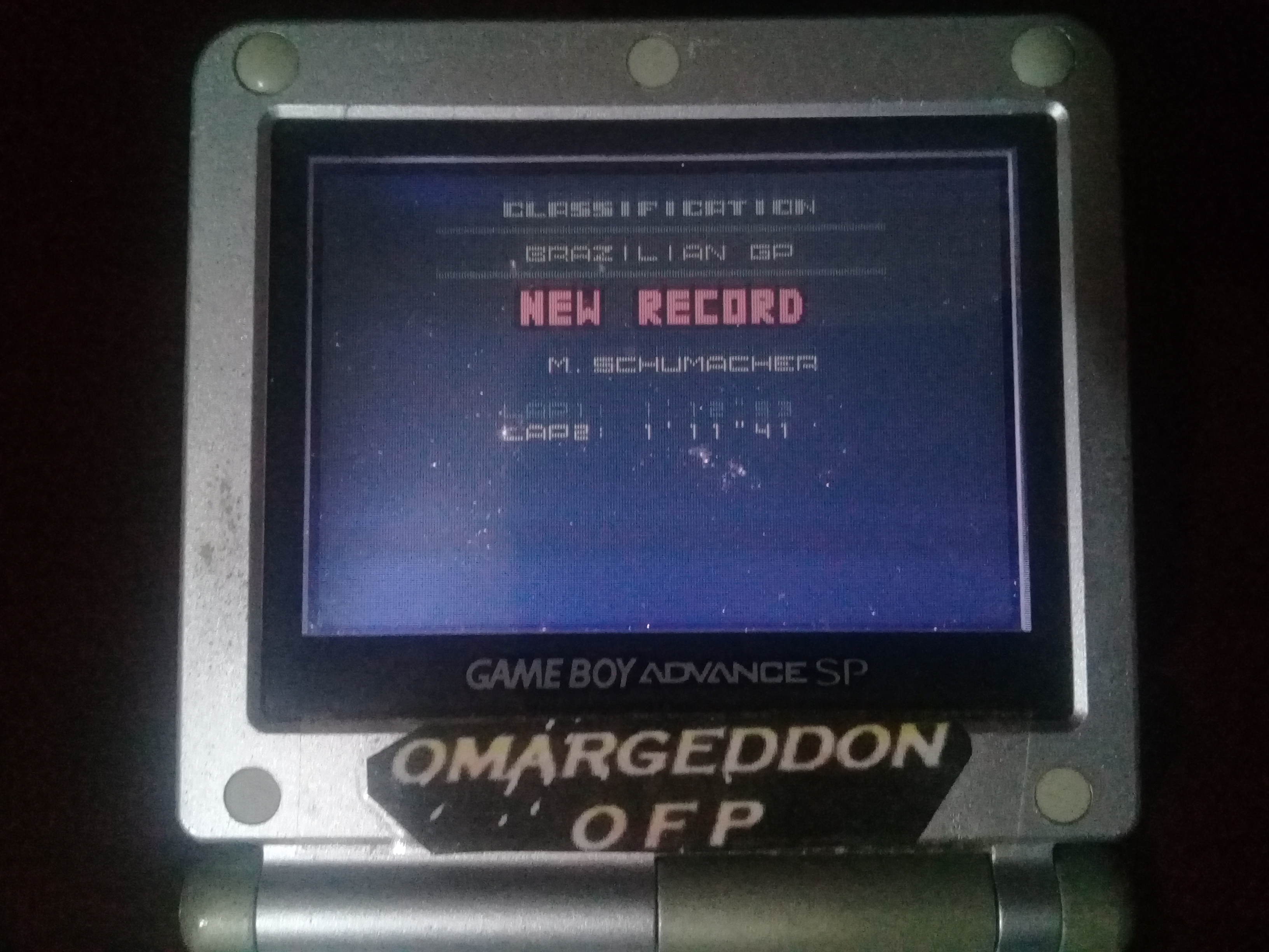 omargeddon: F-1 World Grand Prix II: Time Trials: Rookie: Track 02 Brazilian GP [Best Lap] (Game Boy Color) 0:01:11.41 points on 2020-07-12 11:41:41