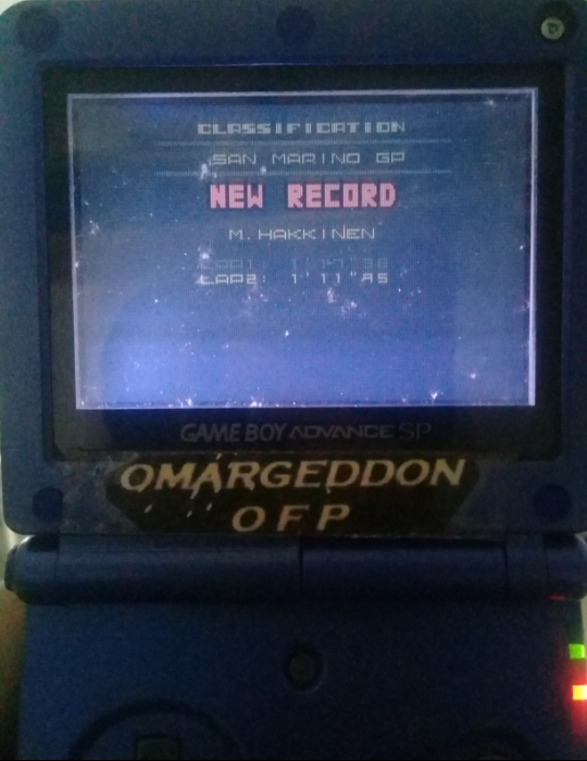 omargeddon: F-1 World Grand Prix II: Time Trials: Rookie: Track 03 San Marino GP [Best Lap] (Game Boy Color) 0:01:11.95 points on 2023-01-21 19:48:11