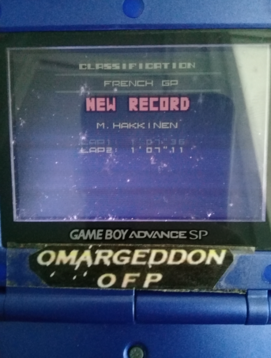omargeddon: F-1 World Grand Prix II: Time Trials: Rookie: Track 07 French GP [Best Lap] (Game Boy Color) 0:01:07.11 points on 2023-02-18 19:37:09