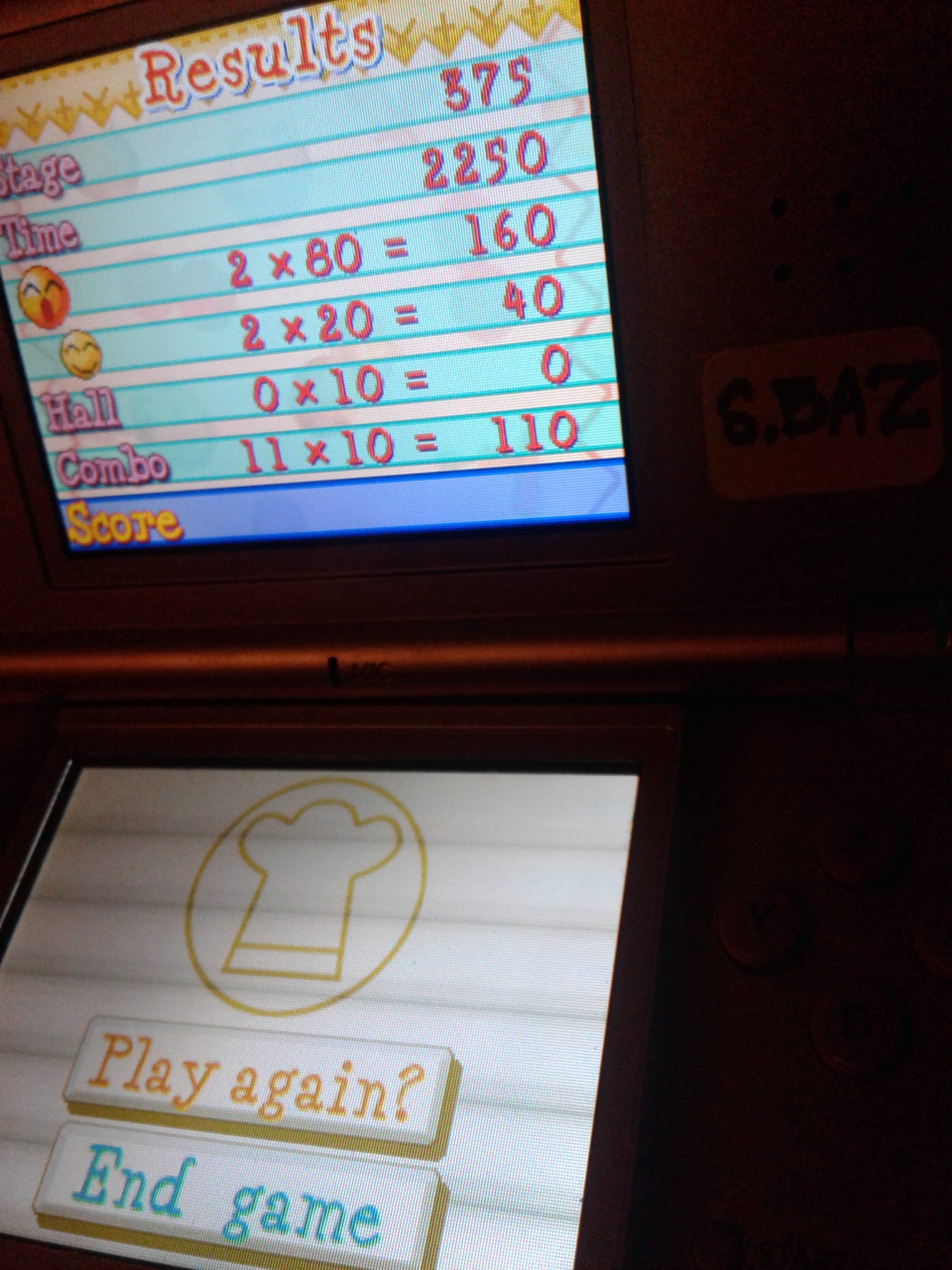 S.BAZ: Fast Food Panic: Stage 1 [Easy] (Nintendo DS) 2,935 points on 2022-11-20 10:03:12