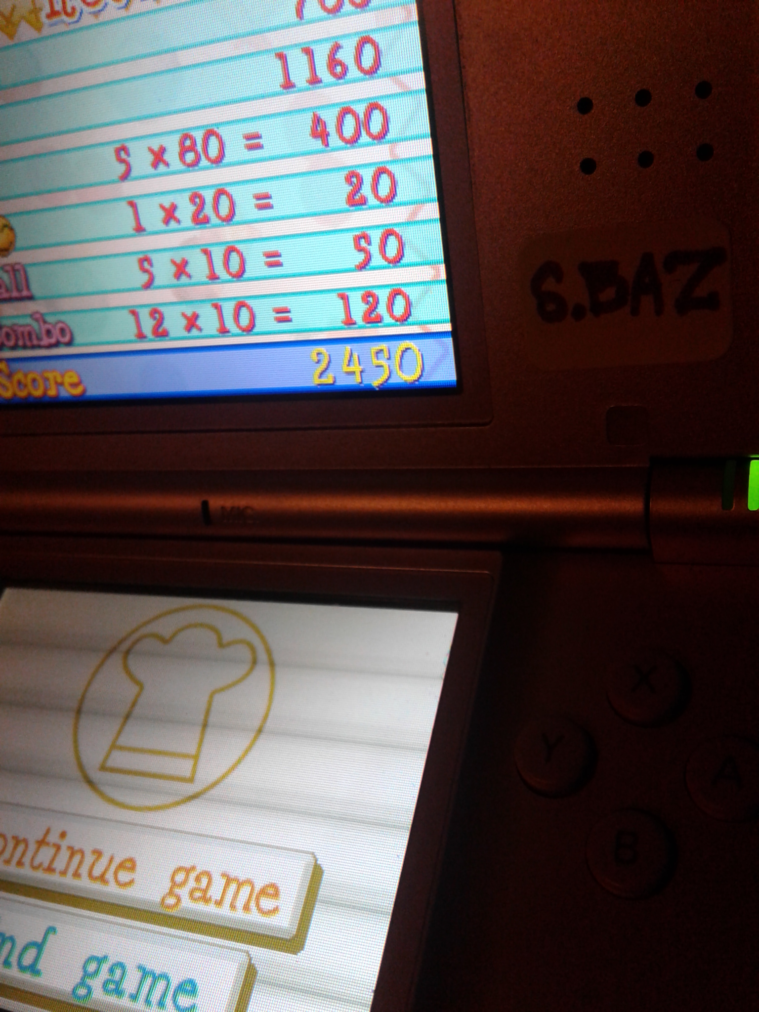 S.BAZ: Fast Food Panic: Stage 2 [Normal] (Nintendo DS) 2,450 points on 2022-11-20 10:06:58