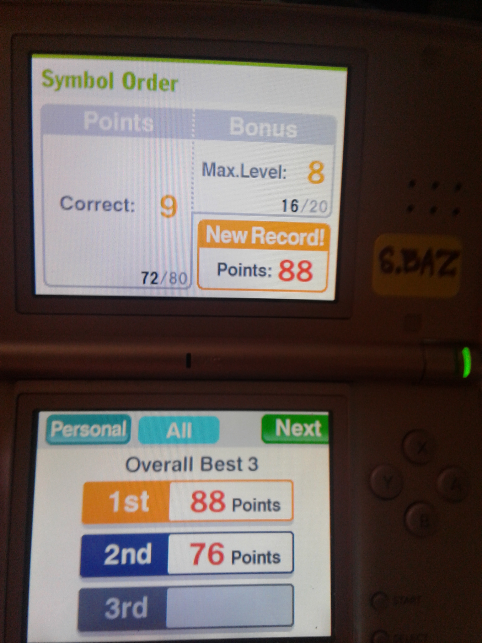 S.BAZ: Flash Focus: Symbol Order (Nintendo DS) 88 points on 2020-07-25 17:35:01
