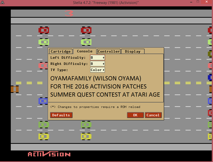 oyamafamily: Freeway: Game 3 (Atari 2600 Emulated Novice/B Mode) 25 points on 2016-07-03 17:51:44