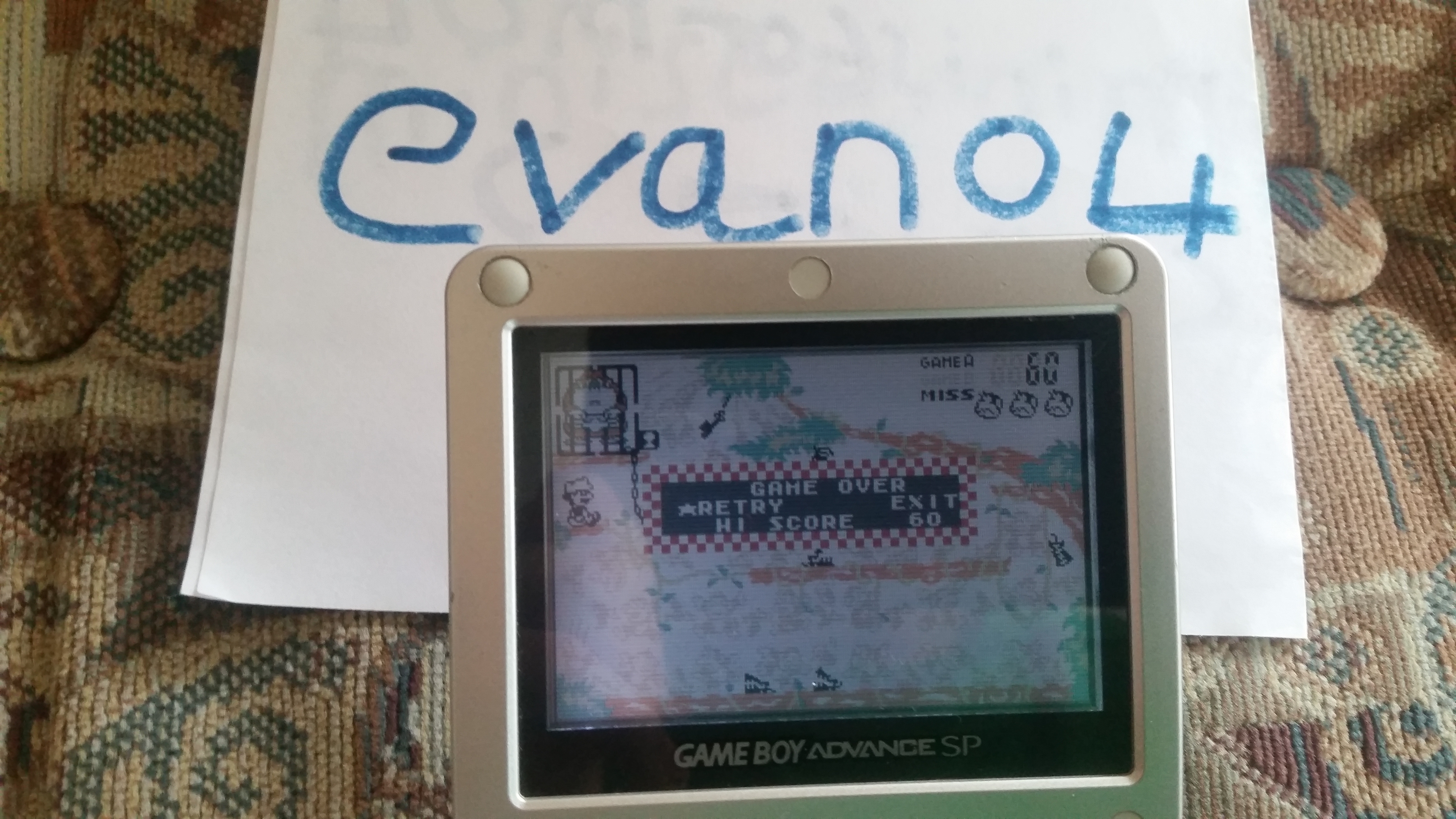 evan04: Game & Watch Gallery 4: Donkey Kong Jr. [Classic: Easy] (GBA) 60 points on 2019-07-28 05:36:19