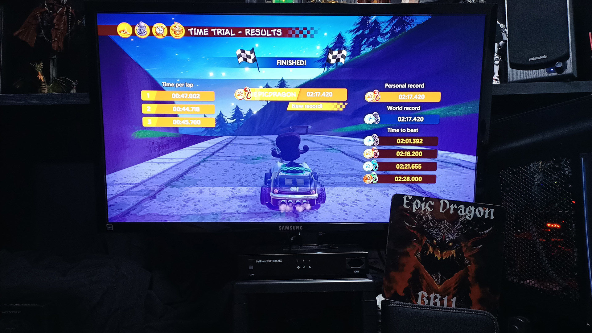 EpicDragon: Garfield Kart Furious Racing: Spooky Manor [Time Trial: 3 Laps] (PC) 0:02:17.42 points on 2022-08-14 15:02:05