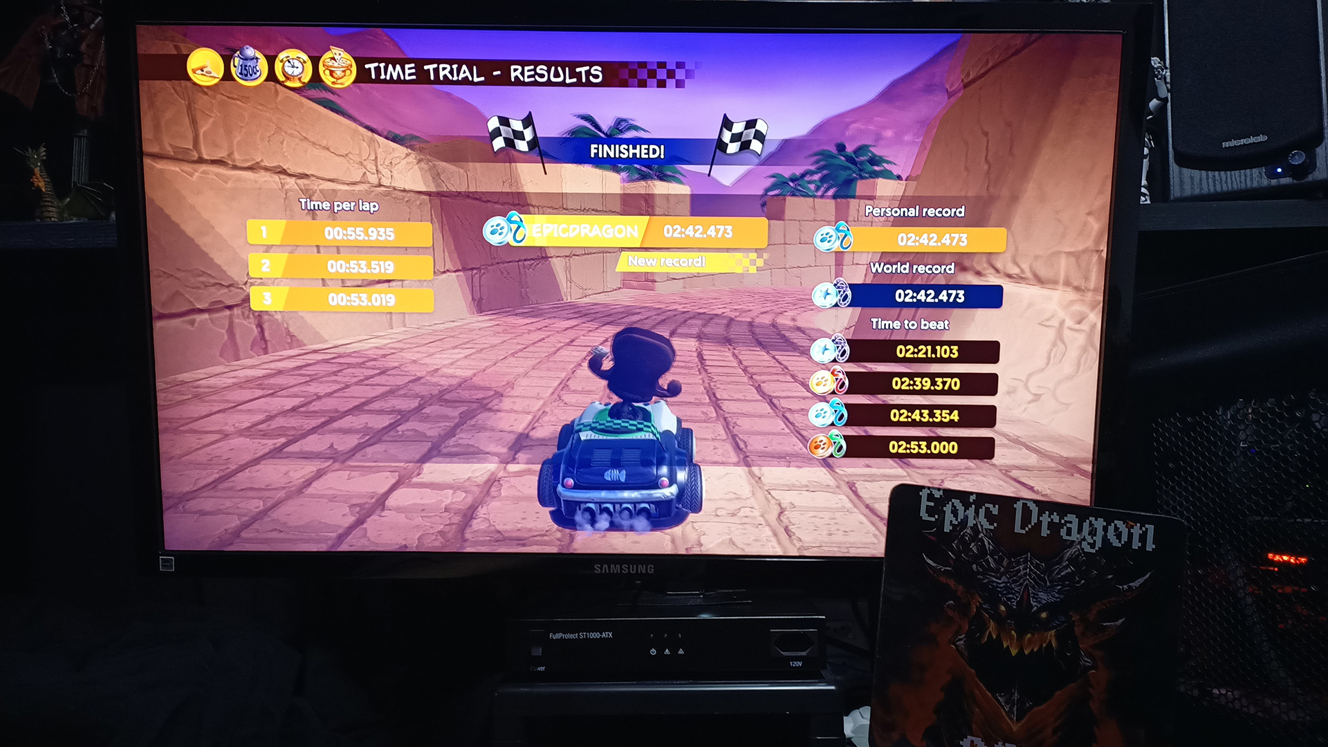 EpicDragon: Garfield Kart Furious Racing: Valley Of The Kings [Time Trial: 3 Laps] (PC) 0:02:42.473 points on 2022-08-14 15:03:54