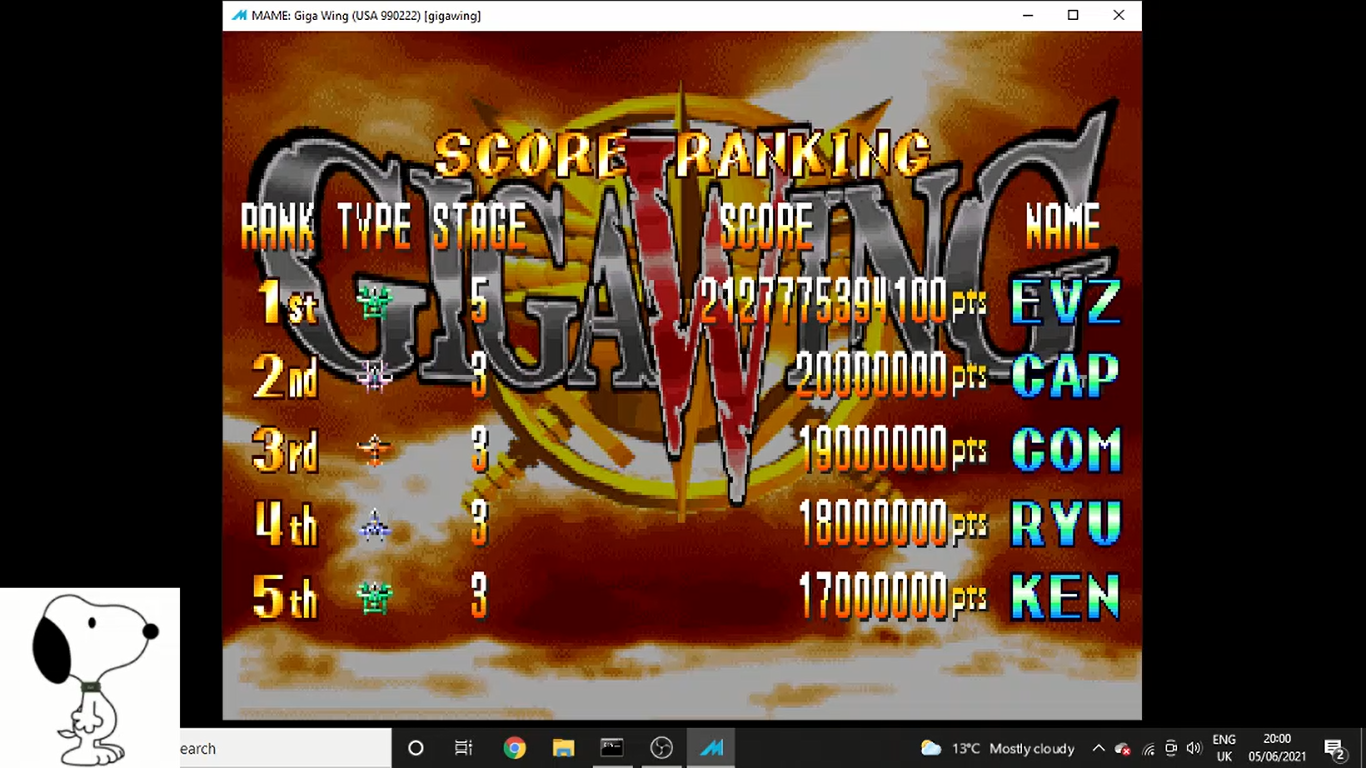 evan04: Giga Wing [gigawing] (Arcade Emulated / M.A.M.E.) 2,127,775,394,100 points on 2021-09-27 01:10:09