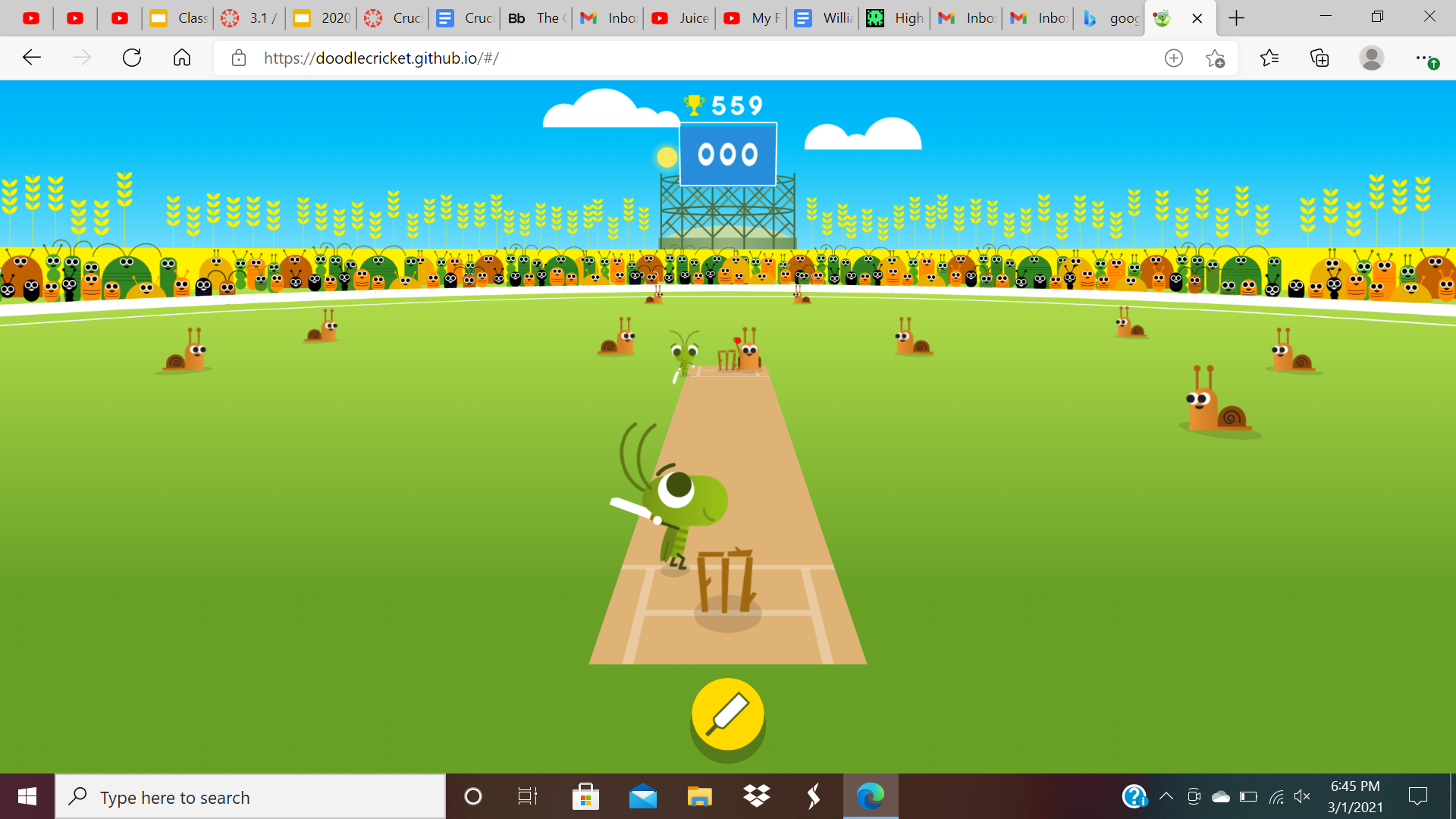 Google Doodle Cricket (Web) high score by META