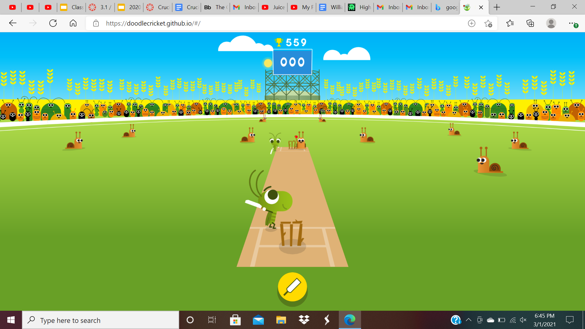 My best score on google doodle cricket!