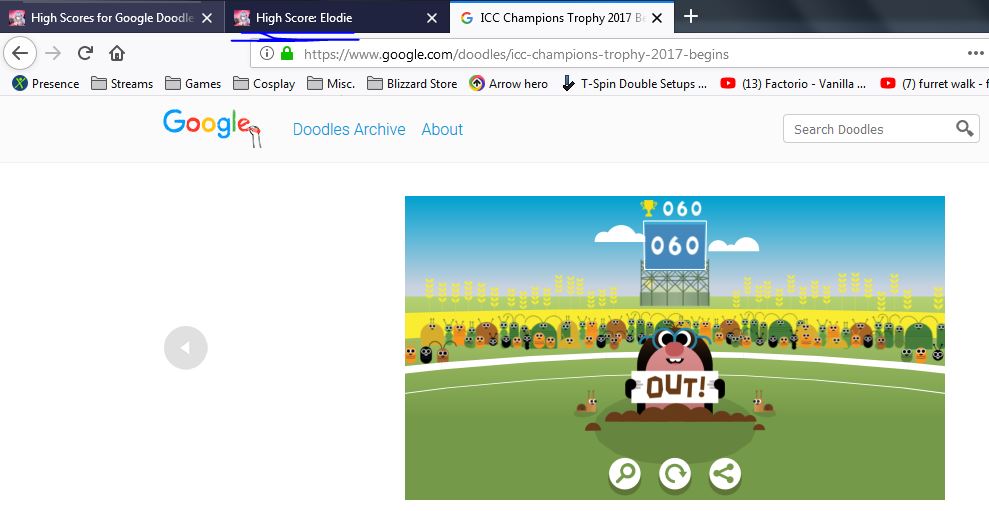 My best score on google doodle cricket!