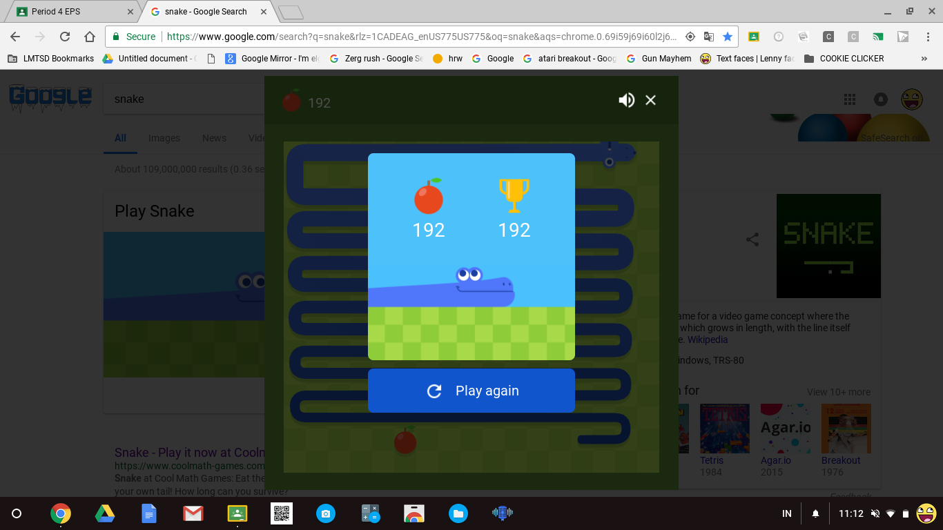 Google Snake (Web) high score by JuicyMemes