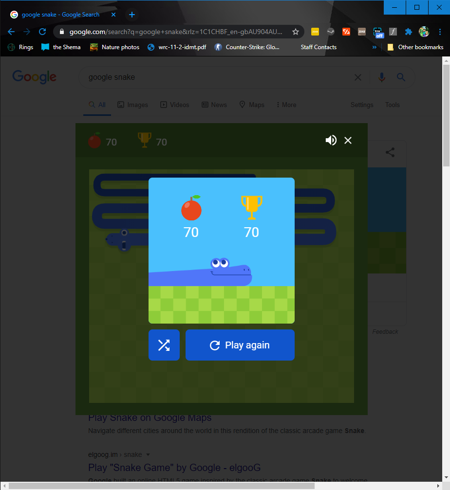 Google Snake (Web) high score by OmerAbdel