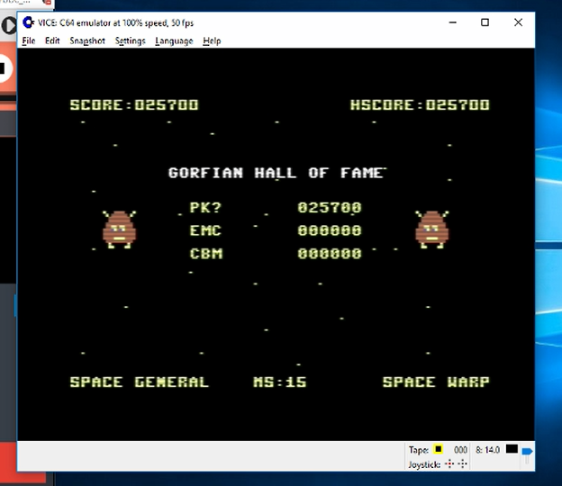 kernzy: Gorf (Commodore 64 Emulated) 25,700 points on 2022-12-27 20:47:01