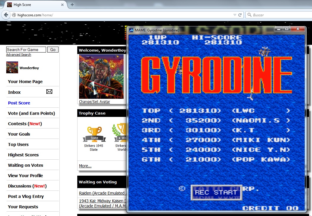 WonderBoy: Gyrodine [gyrodine] (Arcade Emulated / M.A.M.E.) 281,310 points on 2015-08-07 14:10:03