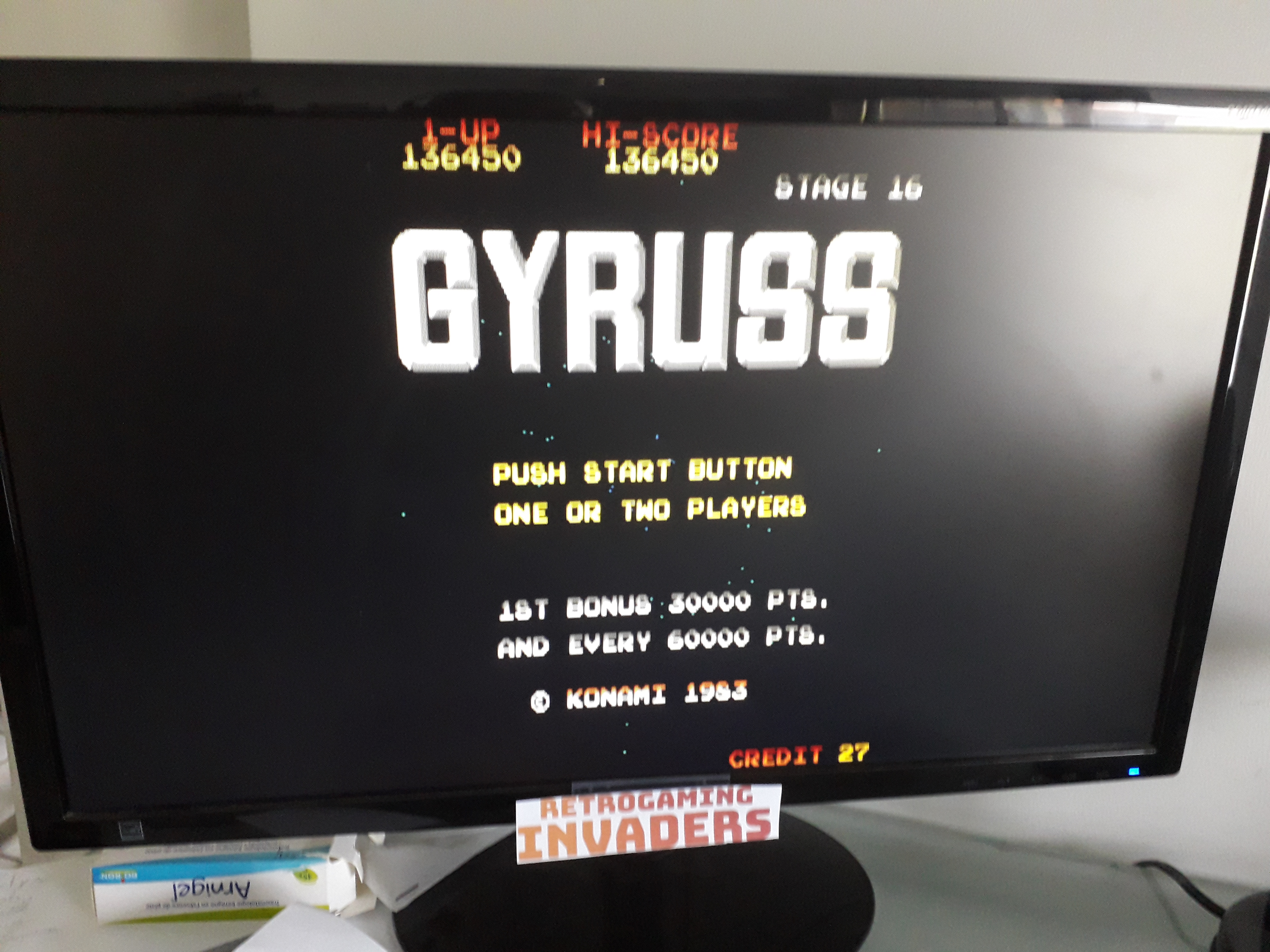 retrogaminginvaders: Gyruss (Arcade Emulated / M.A.M.E.) 136,450 points on 2019-07-01 01:58:41