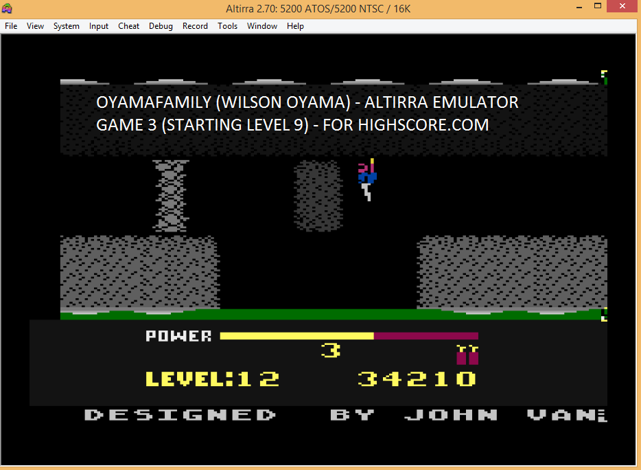 oyamafamily: H.E.R.O. Game 3 (Atari 5200 Emulated) 34,210 points on 2016-02-21 17:40:19