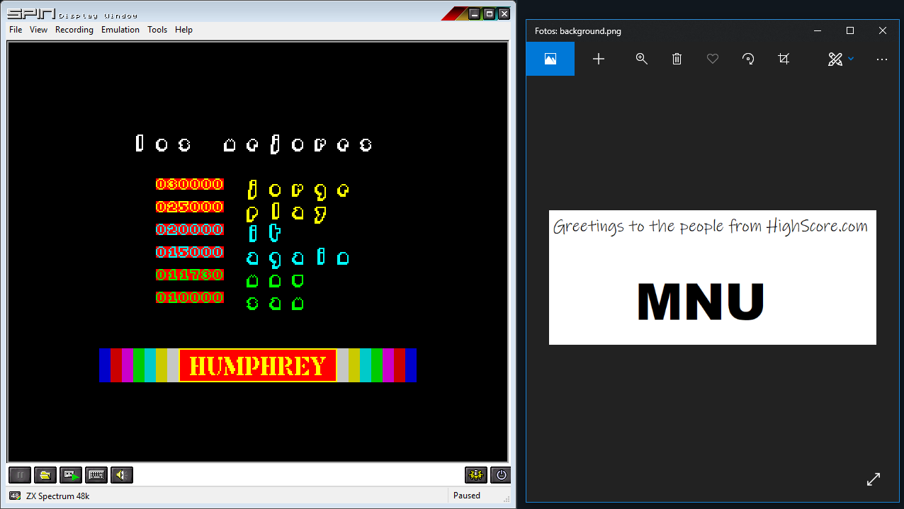 hughes10: Humphrey (ZX Spectrum Emulated) 11,730 points on 2019-07-02 12:49:58