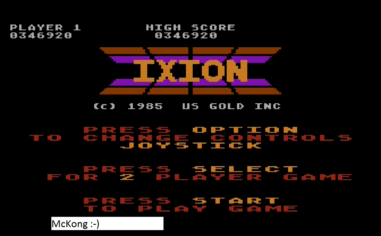 McKong: Ixion (Atari 400/800/XL/XE Emulated) 346,920 points on 2016-01-24 14:23:06