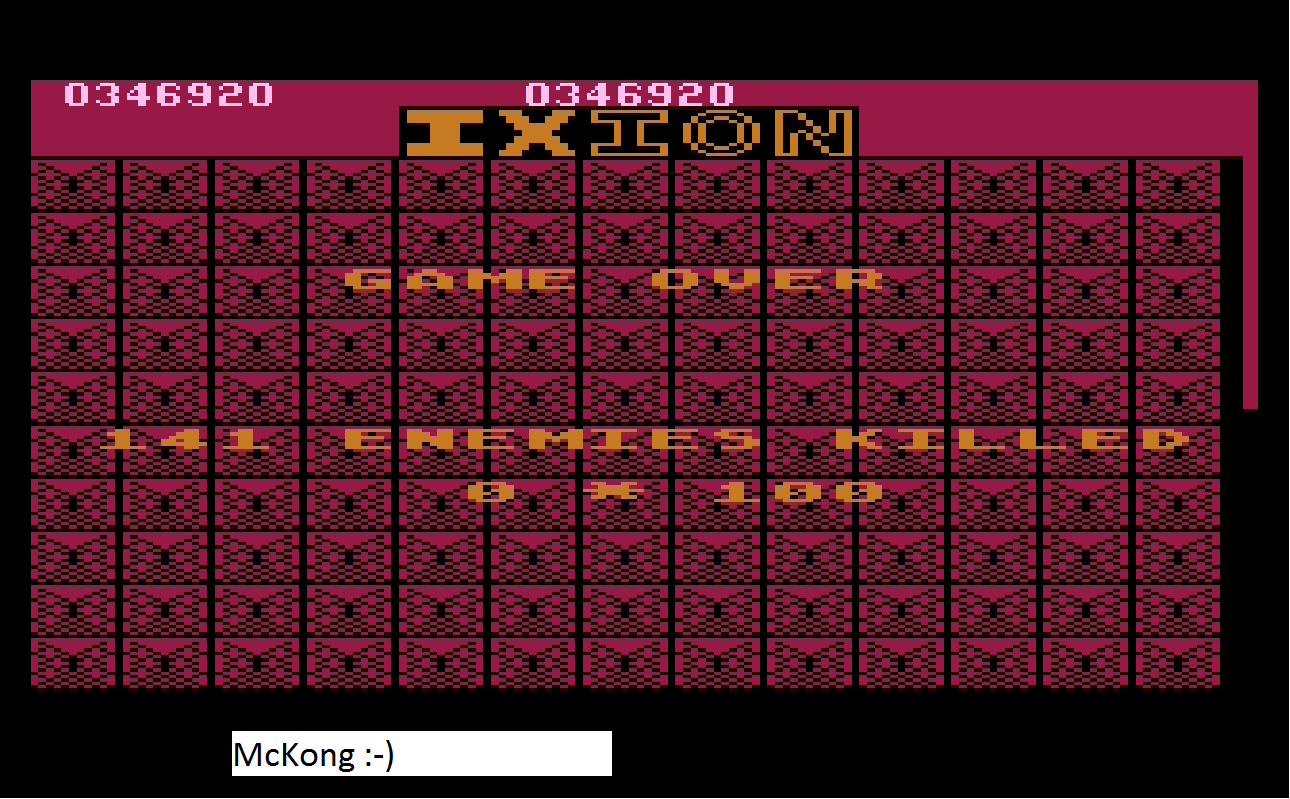 McKong: Ixion (Atari 400/800/XL/XE Emulated) 346,920 points on 2016-01-24 14:23:06