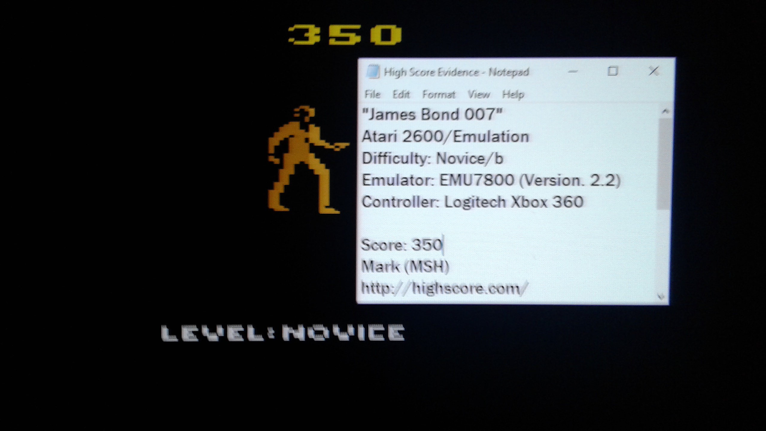 Mark: James Bond 007 (Atari 2600 Emulated Novice/B Mode) 350 points on 2019-03-13 23:54:21