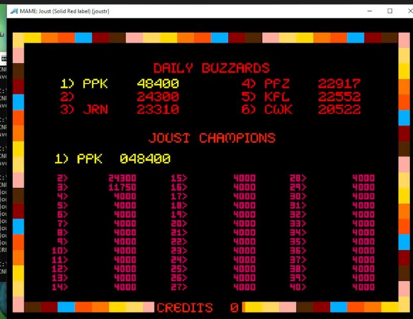 kernzy: Joust [Solid Red Label] [joustr] (Arcade Emulated / M.A.M.E.) 48,400 points on 2023-02-13 20:39:50