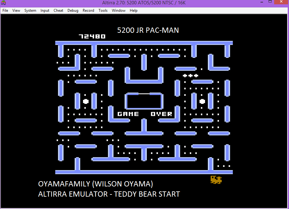 oyamafamily: Jr. Pac-Man [Teddy Bear Start] (Atari 5200 Emulated) 72,480 points on 2016-06-25 19:57:48