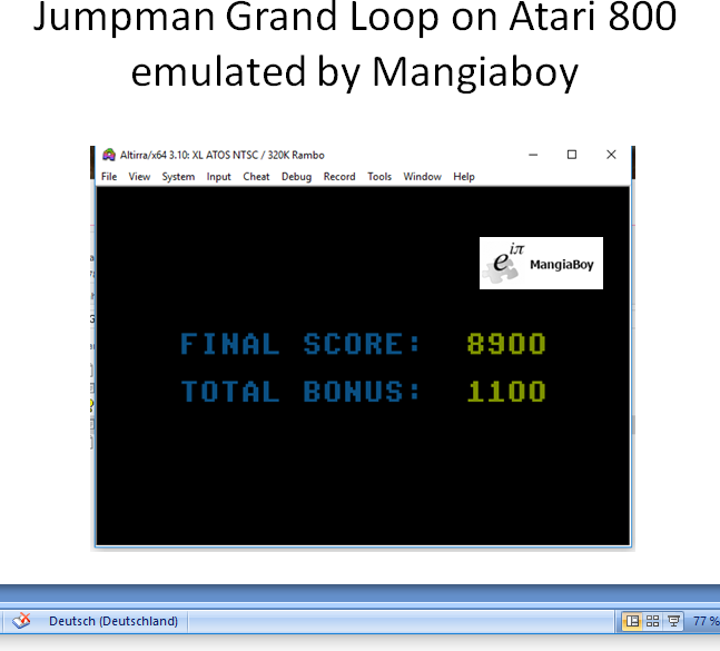 Jumpman Grand Loop Atari 400 800 Xl Xe Emulated High Score By Mangiaboy