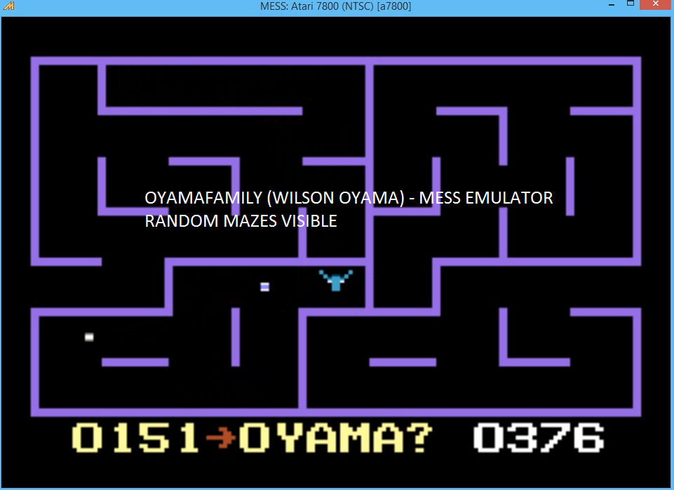 oyamafamily: K.C. Munchkin: Random Mazes (Atari 7800 Emulated) 376 points on 2016-03-27 17:55:44