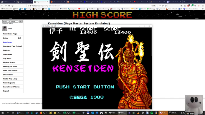 GTibel: Kenseiden (Sega Master System Emulated) 13,400 points on 2019-10-01 13:56:37