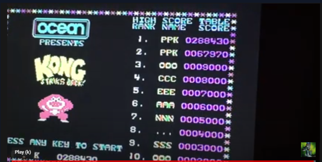 kernzy: Kong Strikes Back (Commodore 64) 288,430 points on 2022-10-10 12:24:28