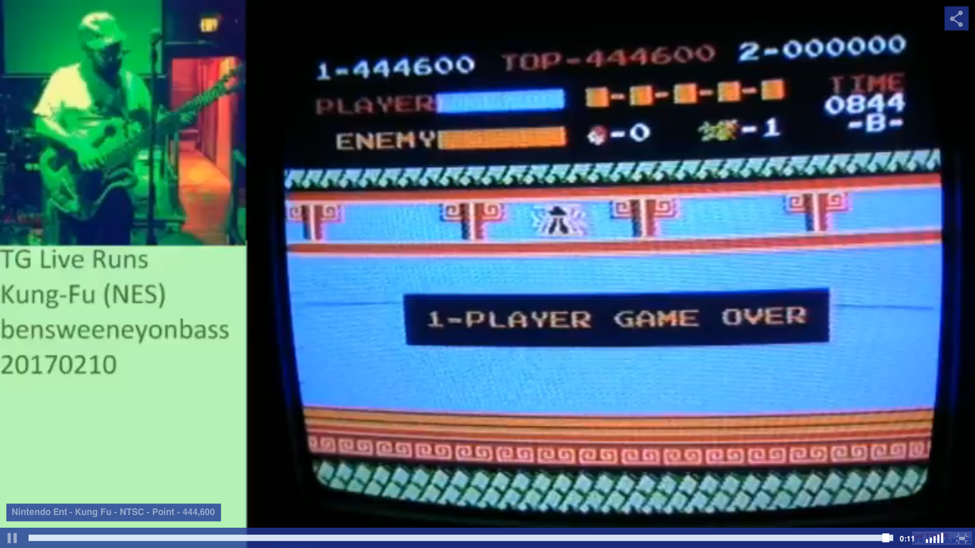 bensweeneyonbass: Kung Fu: Game B (NES/Famicom) 444,600 points on 2017-03-28 21:44:27