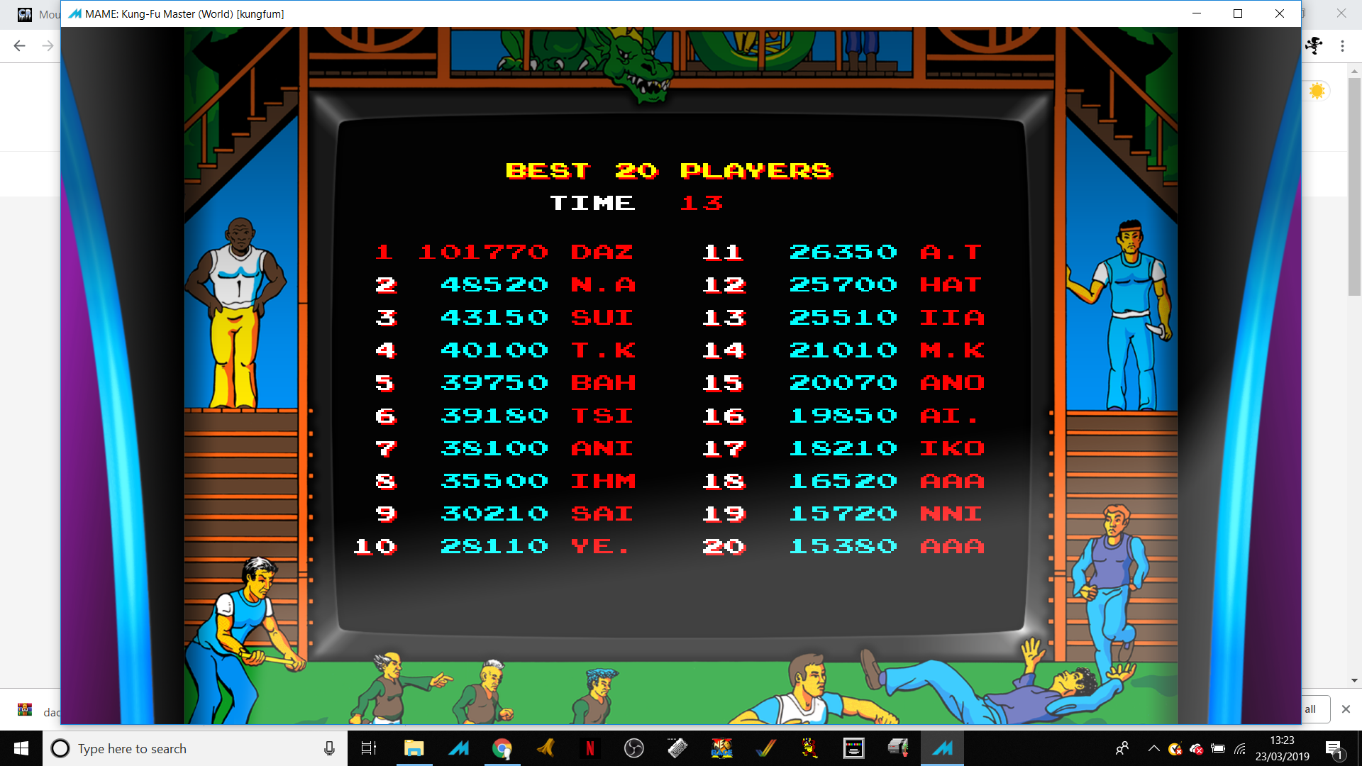 Ivanstorm1973: Kung Fu Master (Arcade Emulated / M.A.M.E.) 101,770 points on 2019-03-23 08:31:06