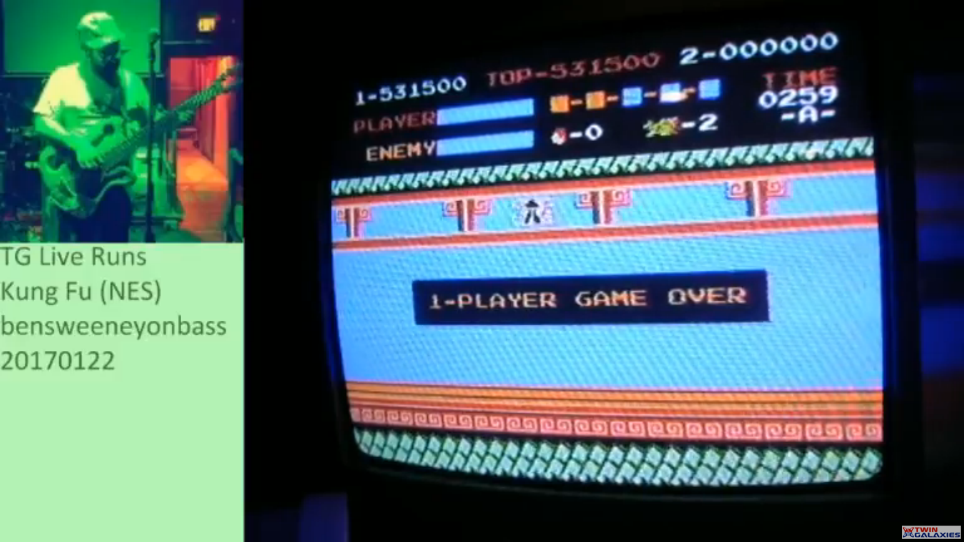 bensweeneyonbass: Kung Fu (NES/Famicom) 531,500 points on 2017-03-28 21:47:59