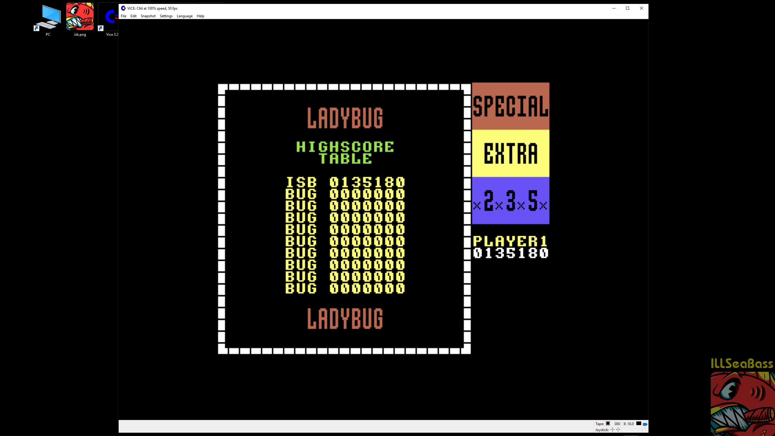 ILLSeaBass: Lady Bug (Commodore 64 Emulated) 135,180 points on 2019-02-26 06:39:22