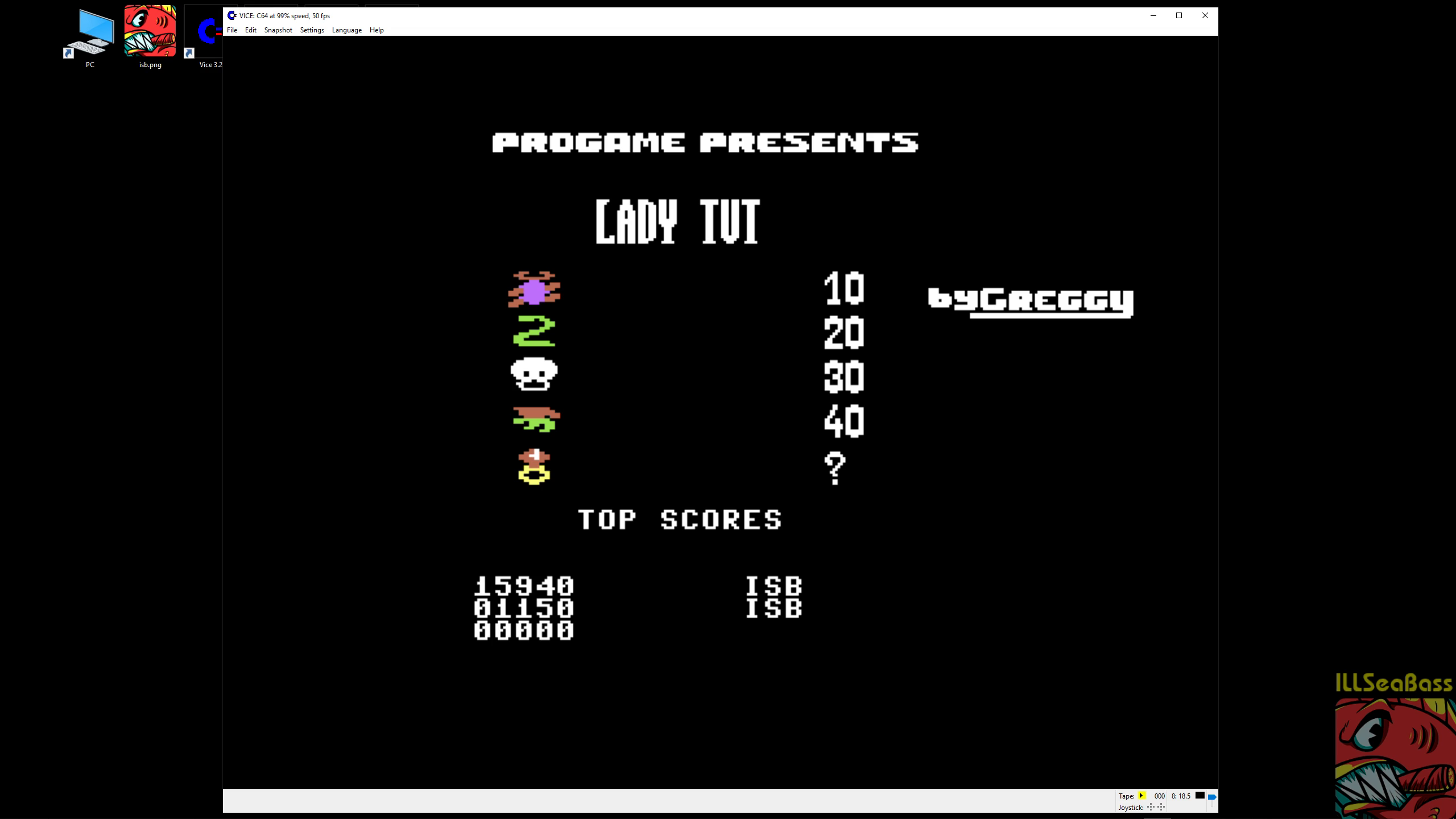 ILLSeaBass: Lady Tut (Commodore 64 Emulated) 15,940 points on 2019-02-24 15:18:31