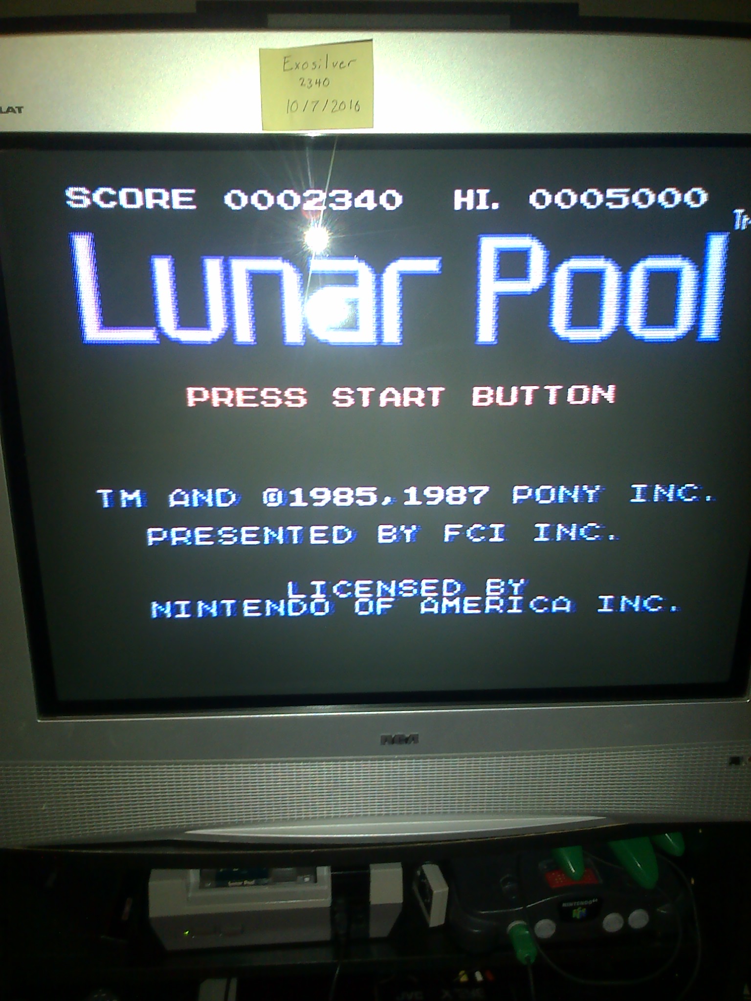 exosilver: Lunar Pool (NES/Famicom) 2,340 points on 2016-10-07 15:15:26