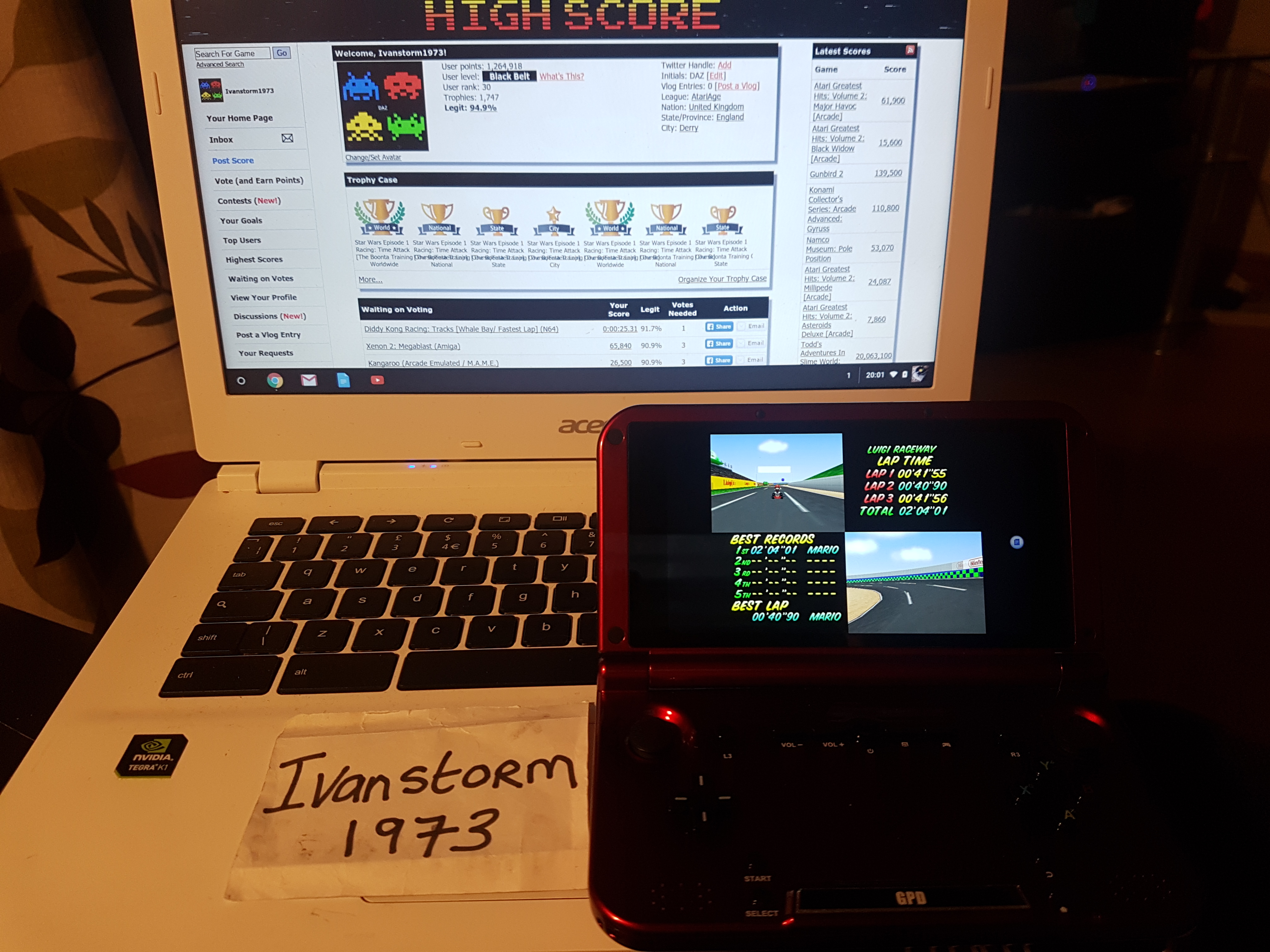 Ivanstorm1973: Mario Kart 64: Luigi Raceway [Time Trial] (N64 Emulated) 0:02:04.01 points on 2018-01-31 13:10:42