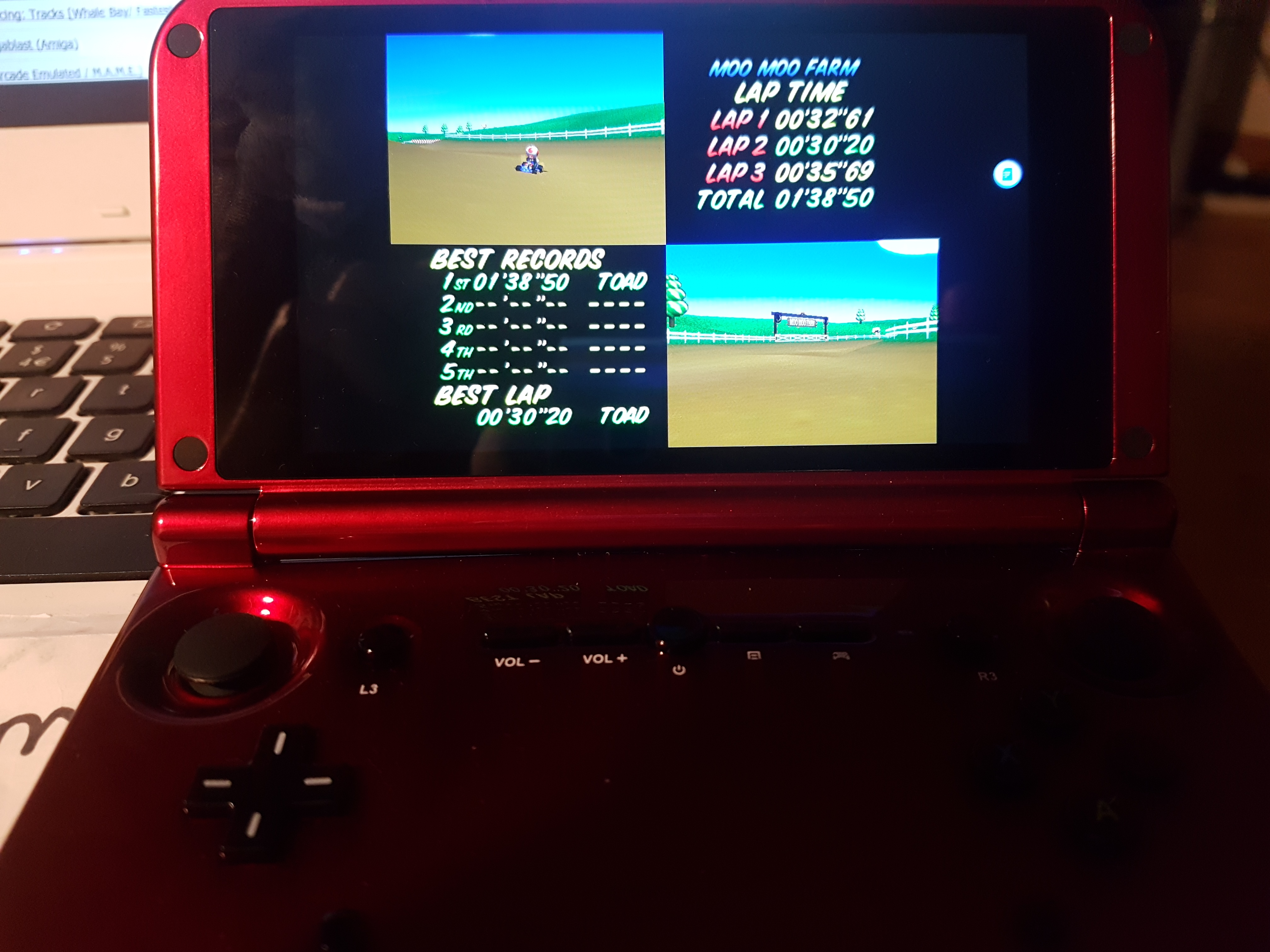 Ivanstorm1973: Mario Kart 64: Moo Moo Farm [Time Trial] (N64 Emulated) 0:01:38.5 points on 2018-01-31 13:19:03