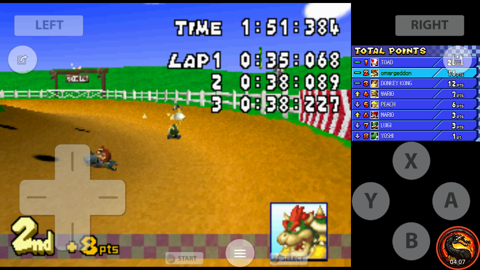 omargeddon: Mario Kart DS: N64 Moo Moo Farm [100cc] (Nintendo DS Emulated) 16 points on 2020-09-29 21:16:54
