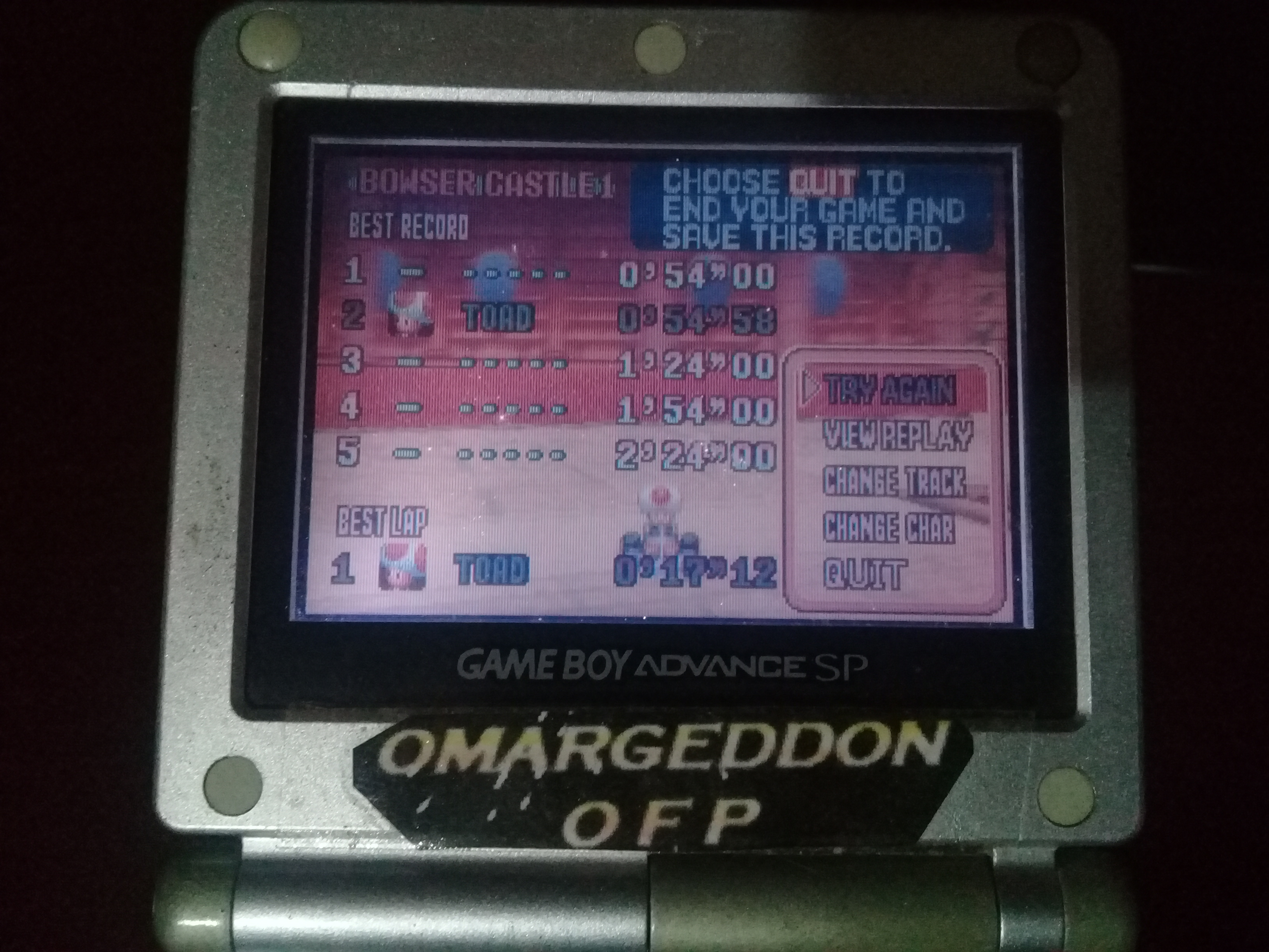 omargeddon: Mario Kart Super Circuit: Bowser Castle 1 [Time Trial] (GBA) 0:00:54.58 points on 2020-06-07 18:23:42