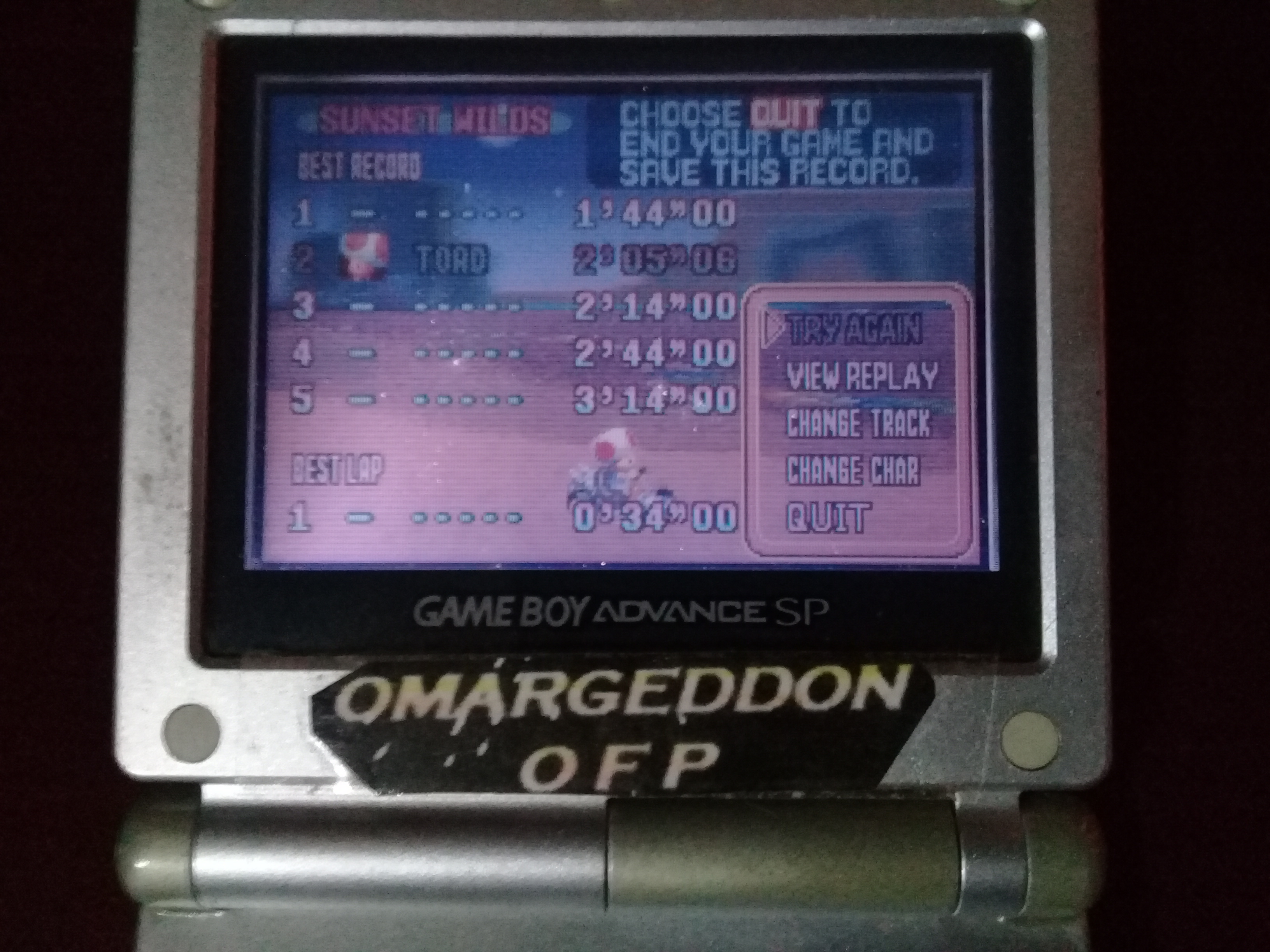 omargeddon: Mario Kart Super Circuit: Sunset Wilds [Time Trial] (GBA) 0:02:05.06 points on 2020-06-14 12:29:54