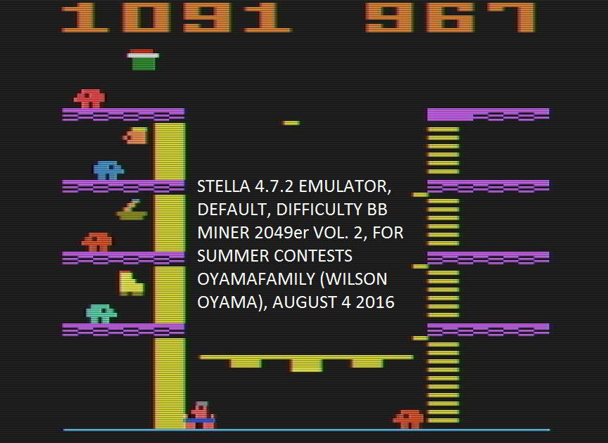 oyamafamily: Miner 2049er II (Atari 2600 Emulated Novice/B Mode) 1,091 points on 2016-08-04 19:27:50