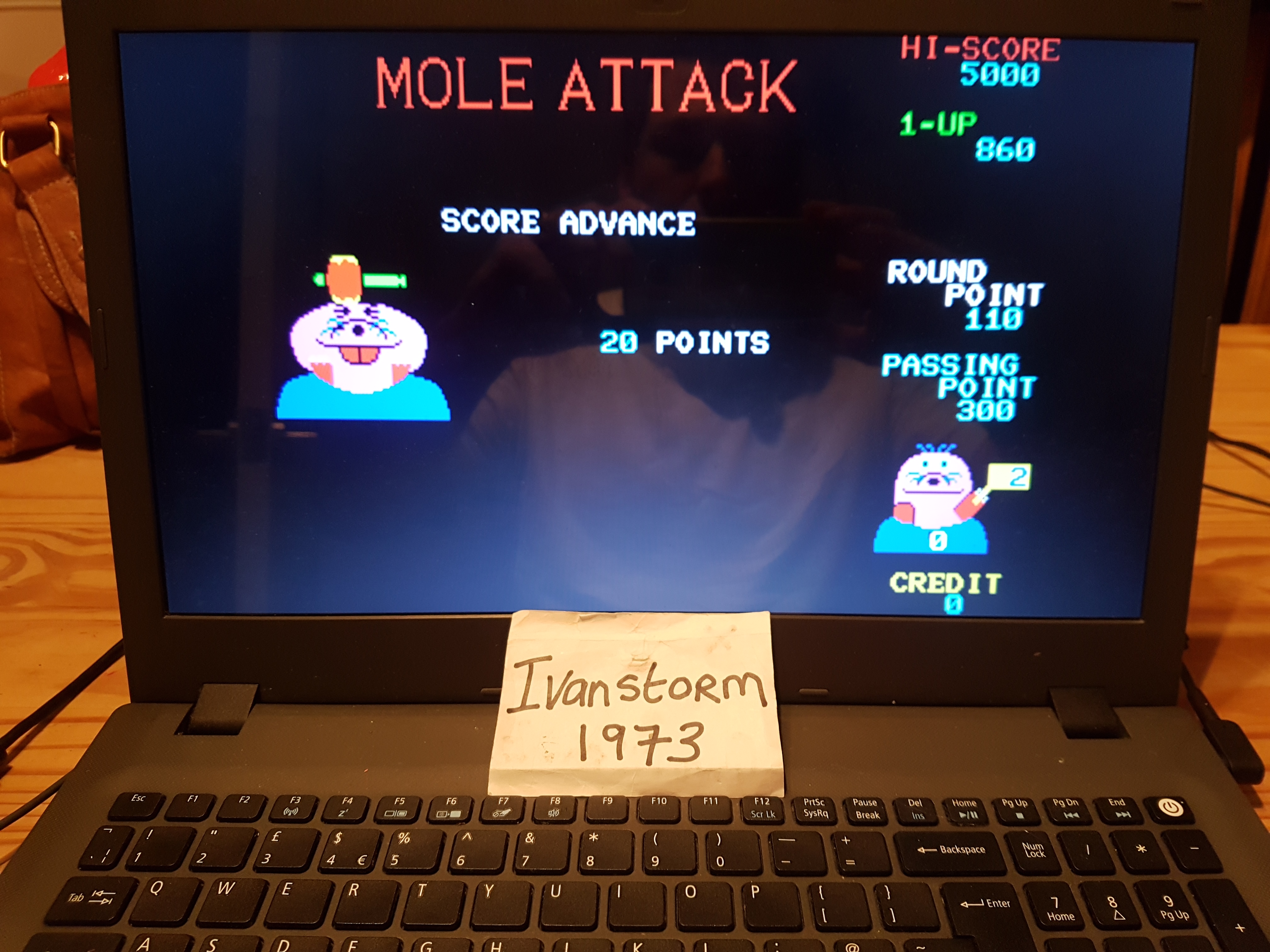 Ivanstorm1973: Mole Attack [mole] (Arcade Emulated / M.A.M.E.) 860 points on 2018-03-02 14:05:52